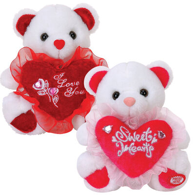 ours de nounours de jour de valentines 12inch avec la fleur et les jouets de poussée bourrés par coeur pour la célébration