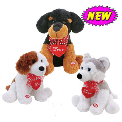 Ours de nounours mignon de jour de valentines avec les jouets de poussée bourrés par coeur de fleur