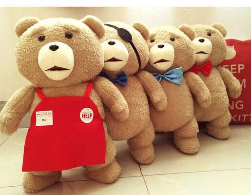Le polyester rouge-brun de beaux de Ted d'ours de bébé jouets de peluche acceptent l'ODM d'OEM