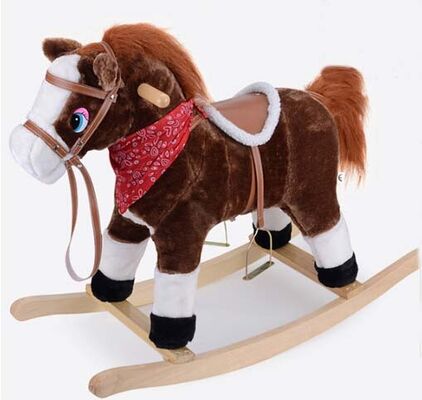 Animaux de basculage mignons de Brown de cadre en bois d'intérieur pour l'équitation de Chlidren dessus