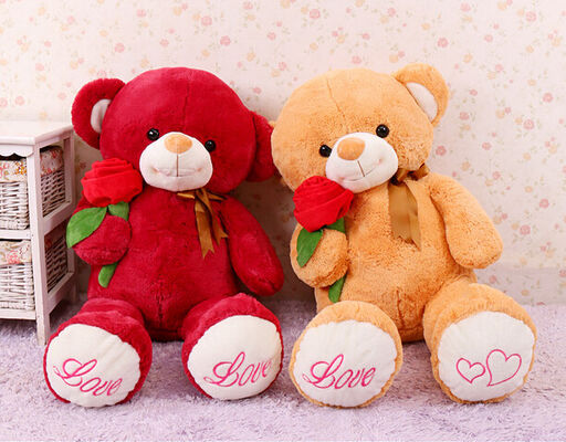Jouets rouges géants mignons de peluche d'ours de nounours avec l'éléphant de fleur de Rose 80cm