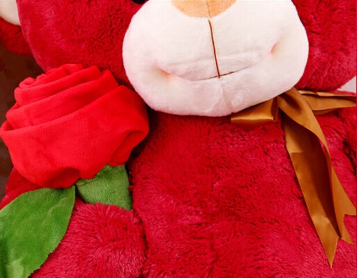 Jouets rouges géants mignons de peluche d'ours de nounours avec l'éléphant de fleur de Rose 80cm