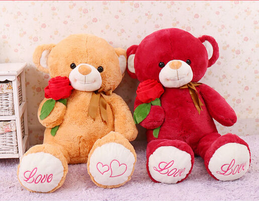 Jouets rouges géants mignons de peluche d'ours de nounours avec l'éléphant de fleur de Rose 80cm