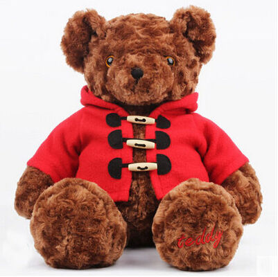 Ours de nounours de Brown de jouets de peluche de la CE 30cm adapté aux besoins du client avec le manteau