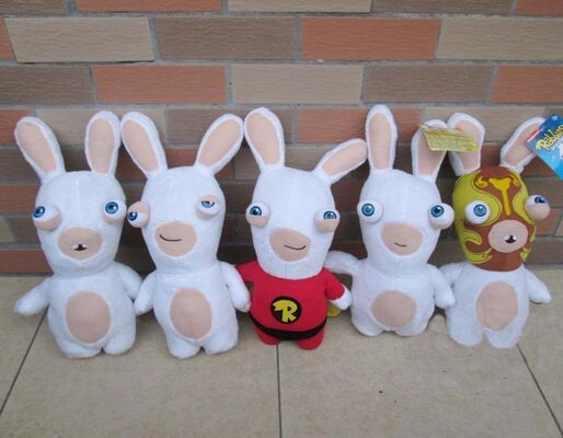 Beau Rayman délirant la peluche de bande dessinée de Rabbids joue la coutume mignonne blanche