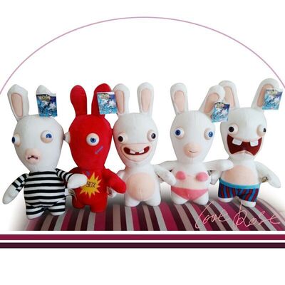 Beau Rayman délirant la peluche de bande dessinée de Rabbids joue la coutume mignonne blanche