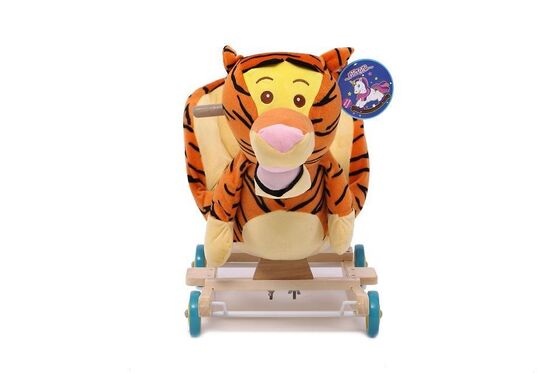 Le bébé mignon mignon de Brown joue la chaise animale de basculage de bébé de peluche de tigre