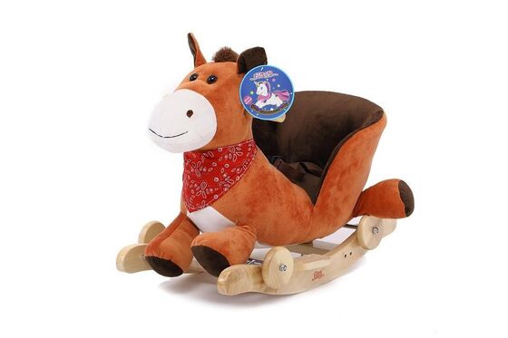 Chaise animale de basculage de bébé de peluche d'orignaux de Brown de mode pour le tour de bébé sur le jeu