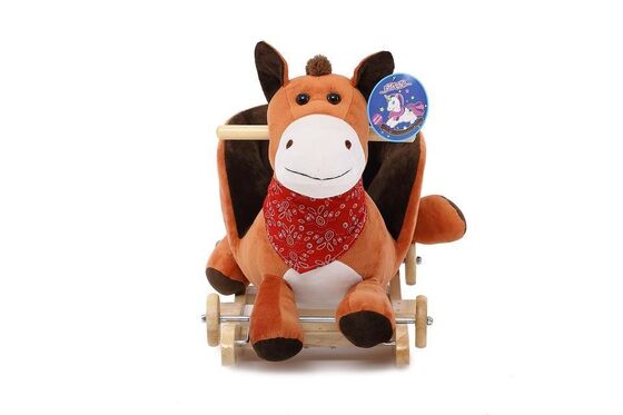 Chaise animale de basculage de bébé de peluche d'orignaux de Brown de mode pour le tour de bébé sur le jeu