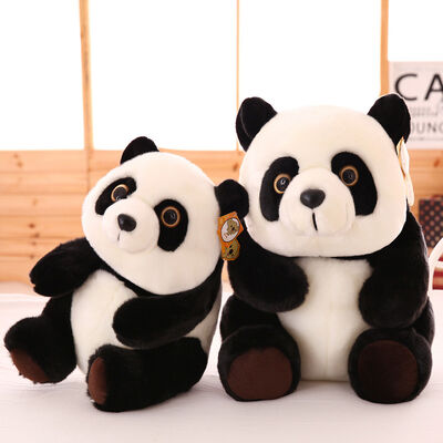 La peluche badine le panda véritable de noir de peluche de jouets de peluche formé, 20cm/30cm/45cm
