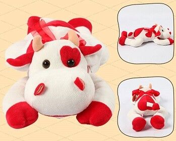 Peluches faites sur commande de belle forme rouge de vache à cadeaux de promotion petites pour des enfants