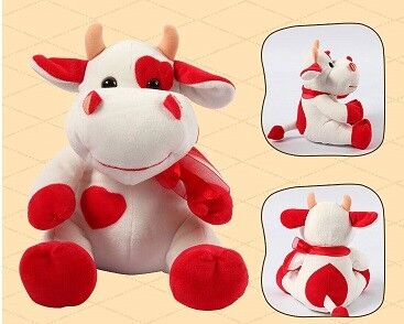 Peluches faites sur commande de belle forme rouge de vache à cadeaux de promotion petites pour des enfants