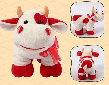 Peluches faites sur commande de belle forme rouge de vache à cadeaux de promotion petites pour des enfants