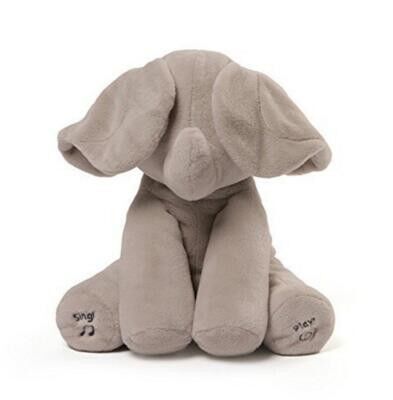 Coup d'oeil gris jouets d'une peluche de musique de huer, jouet bourré électronique d'éléphant