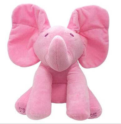 Coup d'oeil musical jouets câlins d'une peluche de bébé électrique de cache-cache de jeu d'éléphant de huer