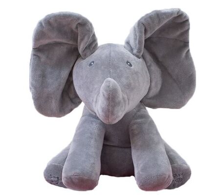 Coup d'oeil musical jouets câlins d'une peluche de bébé électrique de cache-cache de jeu d'éléphant de huer