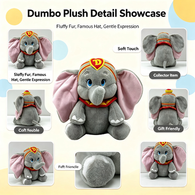 Cute personnalisé Disney Plush Jouets Dumbo - D personnage de dessin animé animaux farcis