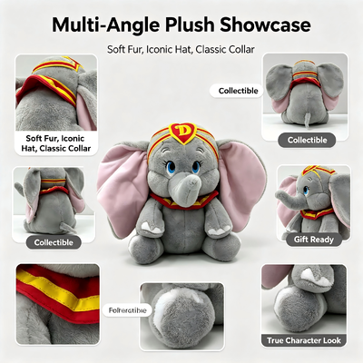 Cute personnalisé Disney Plush Jouets Dumbo - D personnage de dessin animé animaux farcis