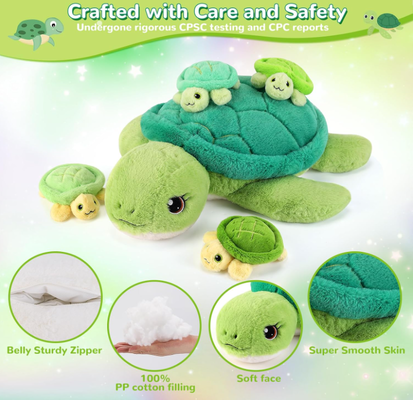 Mommy Turtle Stuffed Animal with Babies 5-in-1
