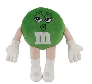 La peluche moyenne de bande dessinée de peluches vertes de M&M joue la taille de 25cm
