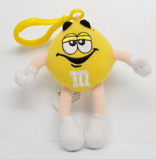 Jouets de peluche de Keychain de jouet bourrés par caractère jaune de M&M petits adaptés aux besoins du client