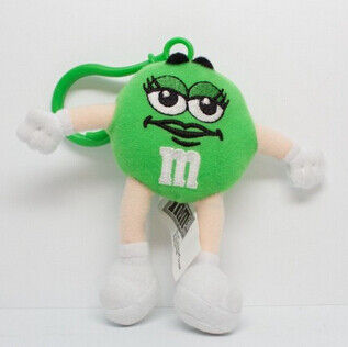 La peluche mignonne Keychains de M&M de peluches vertes de caractère a adapté aux besoins du client