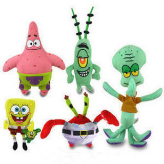 La bande dessinée d'ensemble complet de famille de SpongeBob a bourré des jouets, rose/vert/rouge/jaune