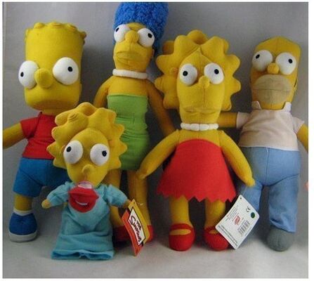 Les jouets de peluche de bande dessinée de peluches de Simpsons, matériel de polyester