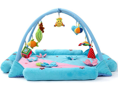 Plancher mou personnalisé de mousse de jardin de bébé bleu de gymnases heureux de jeu