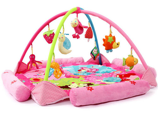 Tapis heureux de jeu d'activité de bébé de gymnases de jeu de bébé de rose de jardin de fleur
