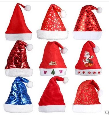 La peluche personnalisée joue le chapeau de Noël de danse avec de l'or Podwer, rouge/bleu