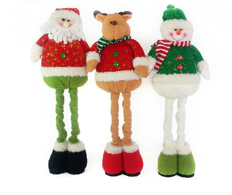 Jouets bourrés de peluche de Noël de poupée de bonhomme de neige de renne avec la jambe de Streaching