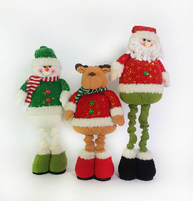 Jouets bourrés de peluche de Noël de poupée de bonhomme de neige de renne avec la jambe de Streaching