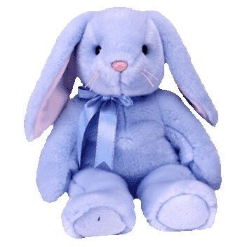 Peluches personnalisées de maison de vacances bourrées par bleu mignon de lapins de Pâques