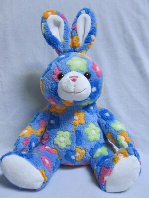 Rose/bleu a bourré les jouets mous de poussée de lapins de Pâques faits sur commande