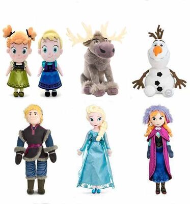 Jouets de peluche bourrés par bande dessinée de caractères congelés par Disney d'ensemble complet de famille pour la collection