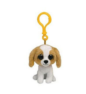 Jouet enroué Keychain, blanc de peluche de peluche de chien gris/blanc/riz