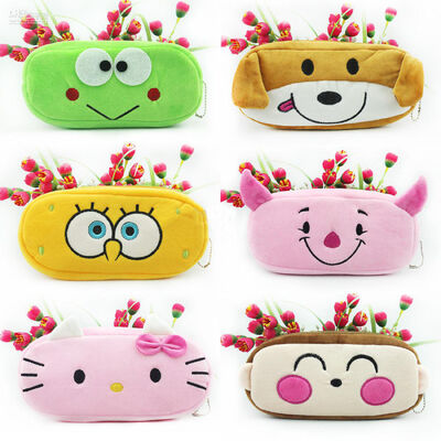 Poche animale animale de crayon de tirette de trousse d'écolier de peluche de papeterie pour des cadeaux de promotion