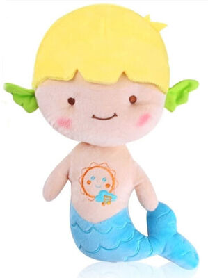Le bébé mignon jaune de rouge bleu joue la petite poupée 20cm de peluche de sirène 25cm