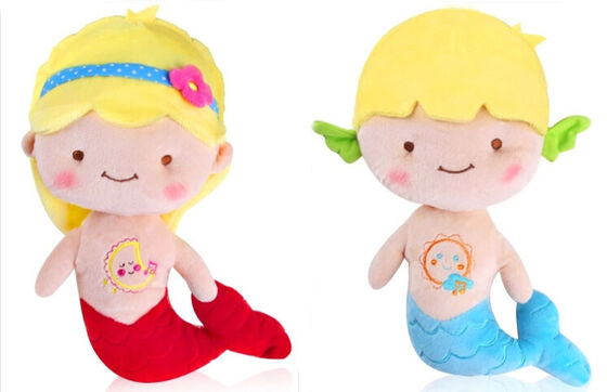 Le bébé mignon jaune de rouge bleu joue la petite poupée 20cm de peluche de sirène 25cm