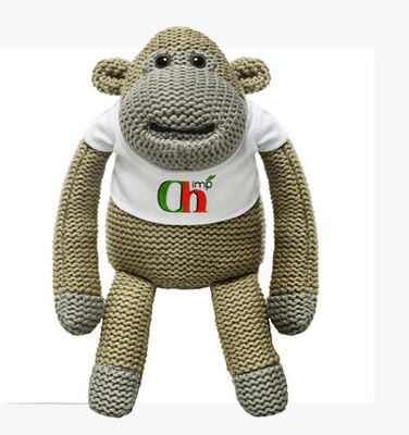 Peluche molle de singe de bouts adaptée aux besoins du client, singe tricoté pour des cadeaux de promotion