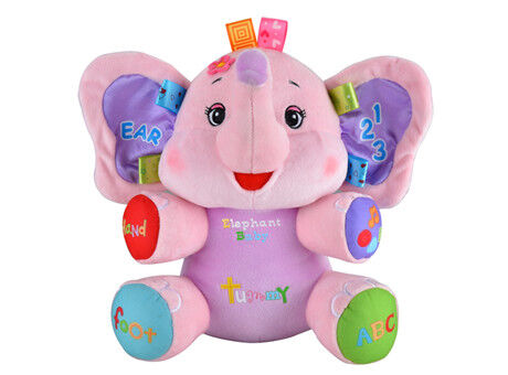 Jouets mignons parlants de peluche de bébé d'éléphant bleu avec des animaux de musique pour l'étude de bébé