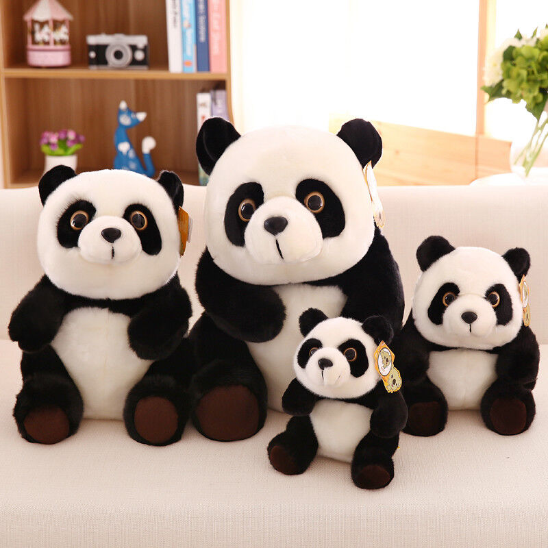 La peluche badine le panda véritable de noir de peluche de jouets de peluche formé, 20cm/30cm/45cm