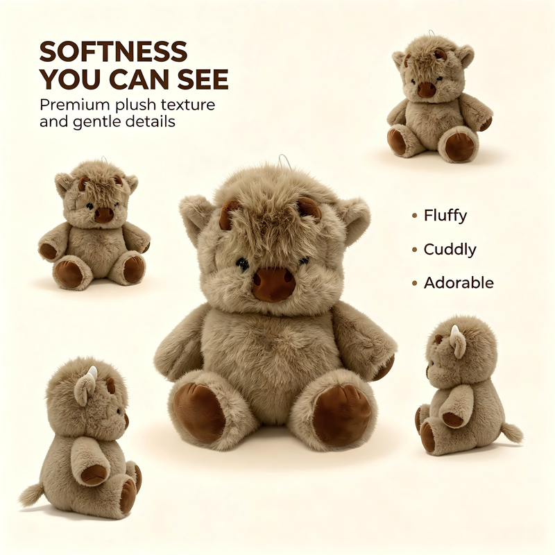 OEM Cute Plush Jouet Doux Highland Cow échantillons personnalisés