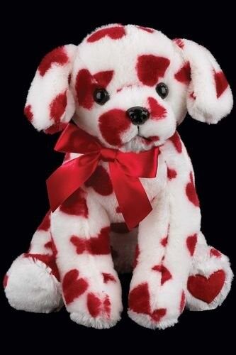 chien mou de jour de valentines de 25cm avec les jouets de poussée bourrés par coeur rouge pour des cadeaux