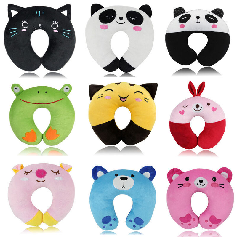 Oreiller de cou de voyage de Seat de voiture de forme de la peluche U et coussin, coussin animal de peluche pour des soins
